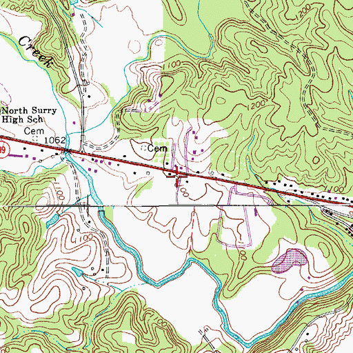 Topographic Map of J Sam Gentry Middle School, NC