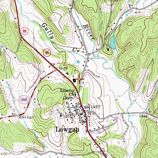 Topographic Map of Low Gap Elementary School, NC