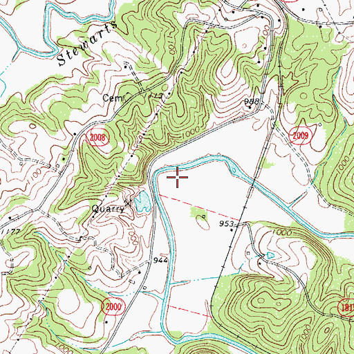 Topographic Map of Old Cadel Ford, NC