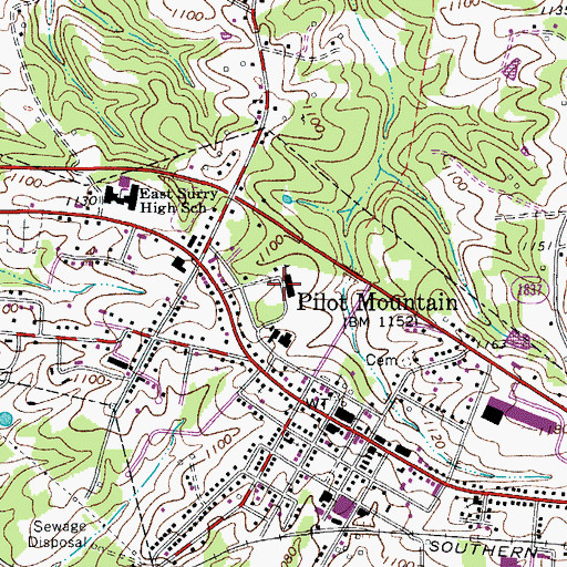 Topographic Map of Pilot Elementary School, NC