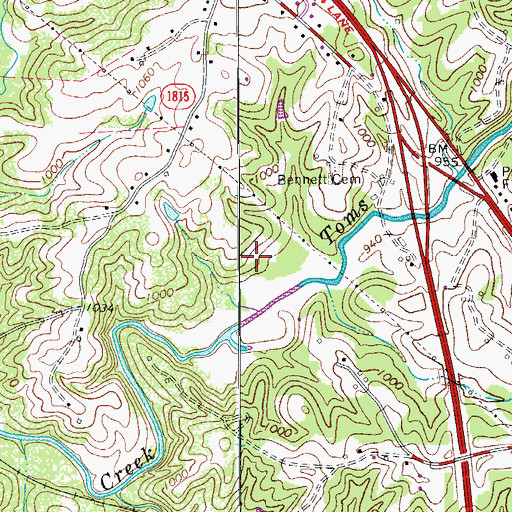 Topographic Map of Pilot Mountain Recreation Facility, NC