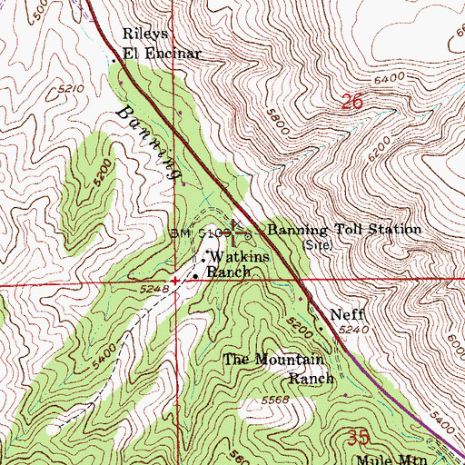 Topographic Map of Banning Toll Station, AZ
