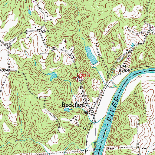 Topographic Map of Rockford Courthouse, NC