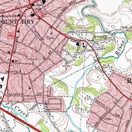 Topographic Map of Tharrington Elementary School, NC