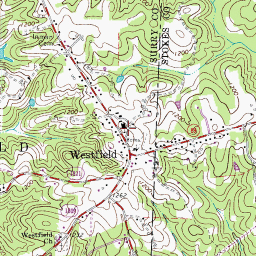 Topographic Map of Westfield Elementary School, NC