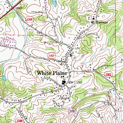 Topographic Map of White Plains Christian Academy, NC