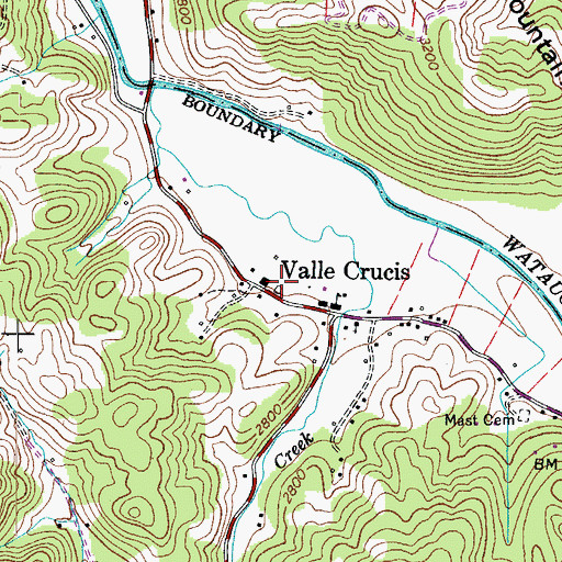 Topographic Map of Mast Farm Inn, NC