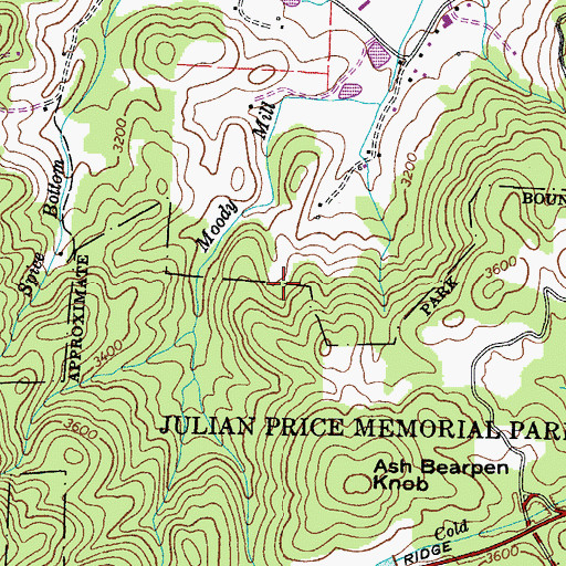 Topographic Map of Mill Ridge, NC