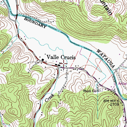 Topographic Map of Valle Crucis Elementary School, NC