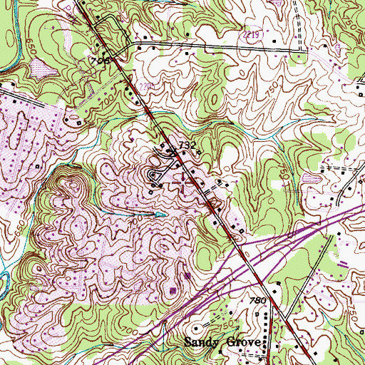Topographic Map of Colonial Heights, NC