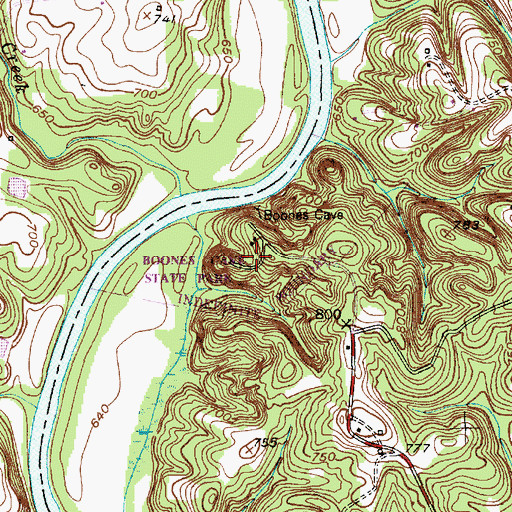 Topographic Map of Daniel Boone State Park, NC