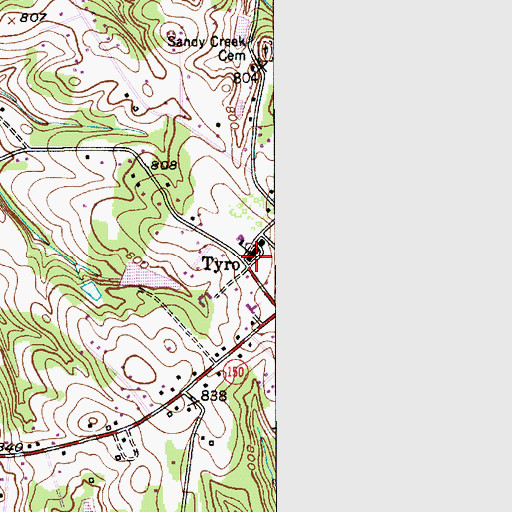 Topographic Map of Davidson County Extended Day School, NC