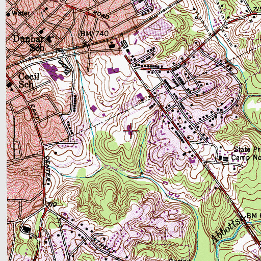 Topographic Map of Eaves Primary School, NC