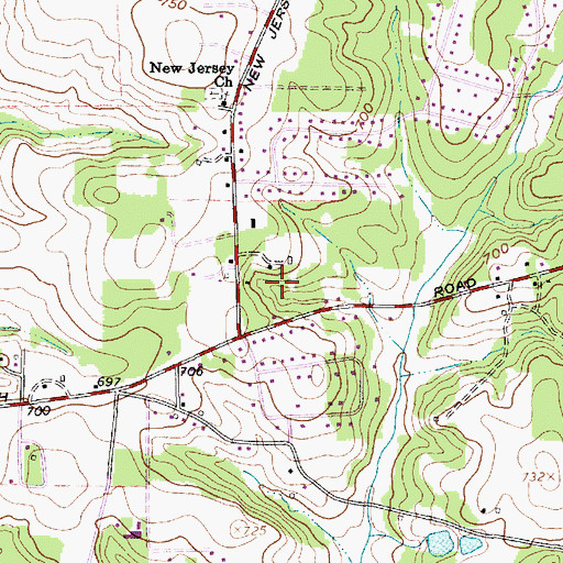Topographic Map of Foxcroff, NC
