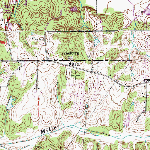 Topographic Map of Friedburg, NC
