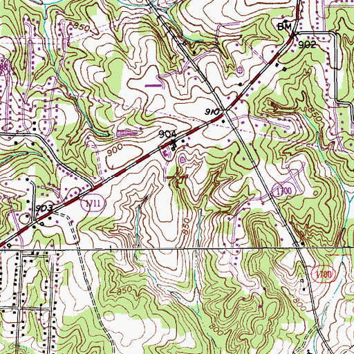 Topographic Map of Holly Acres, NC