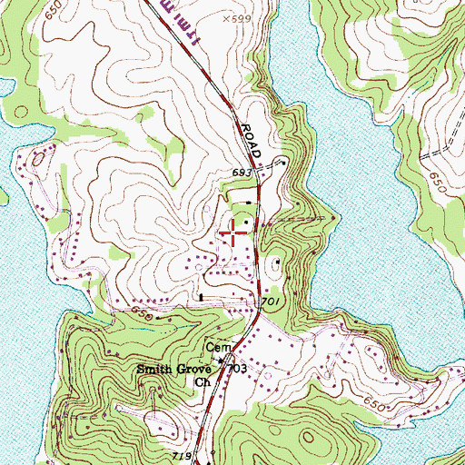 Topographic Map of Ravenwood, NC