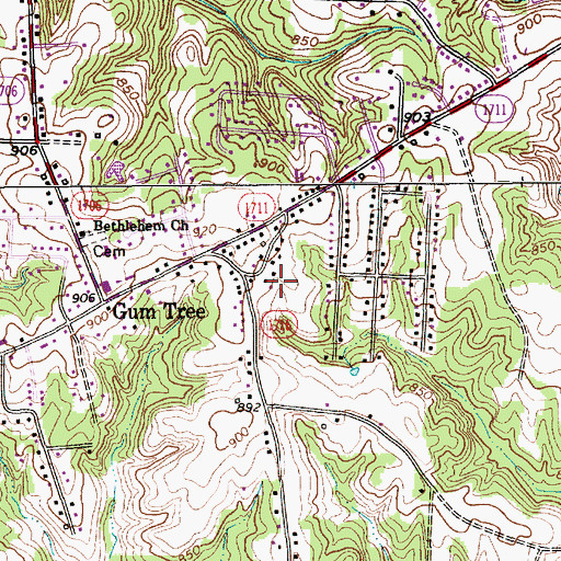 Topographic Map of Ridgeview Acres, NC