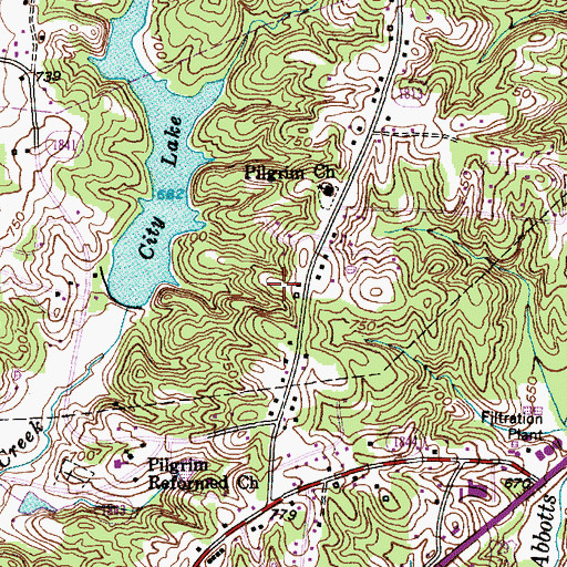 Topographic Map of Ridgewood Acres, NC