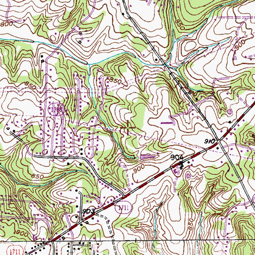 Topographic Map of Rolling Acres, NC
