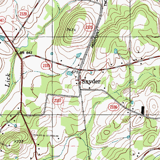 Topographic Map of Snyder, NC