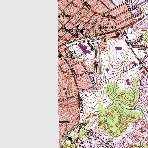 Topographic Map of South Cecil, NC