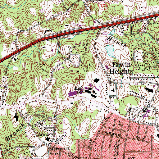 Topographic Map of Southwest Elementary School, NC