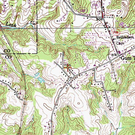 Topographic Map of The Oaks, NC