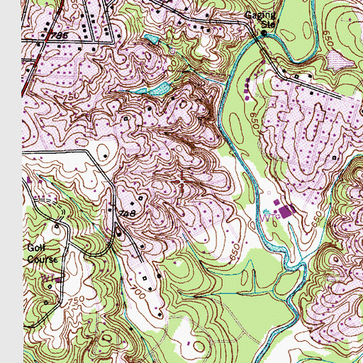 Topographic Map of Twin Acres, NC