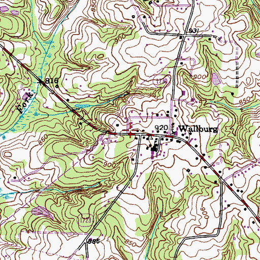 Topographic Map of Wallburg Elementary School, NC