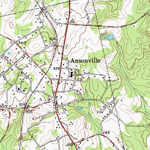 Topographic Map of Ansonville School, NC