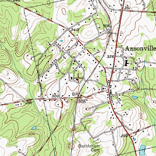 Topographic Map of West Ansonville School, NC