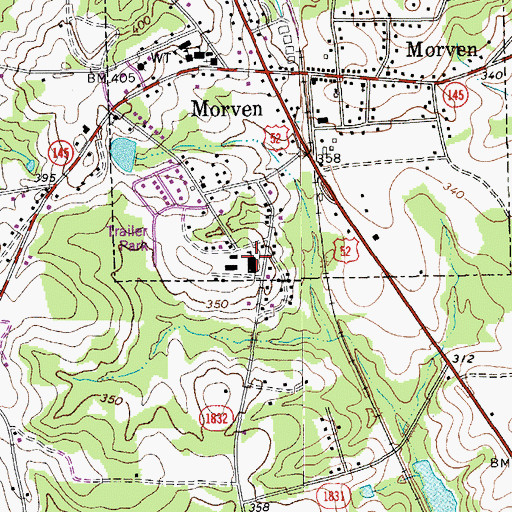 Topographic Map of McRae School, NC