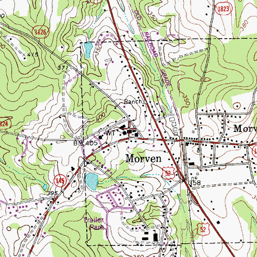 Topographic Map of Morven School, NC