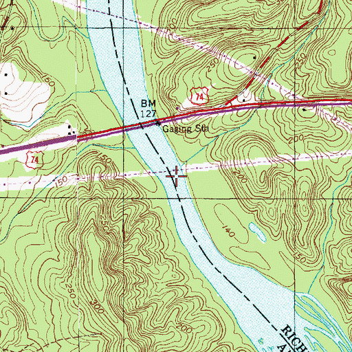 Topographic Map of Falls Ferry (historical), NC