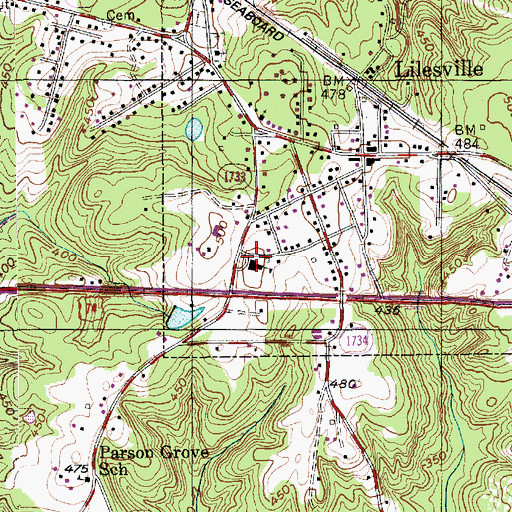 Topographic Map of Lilesville School, NC