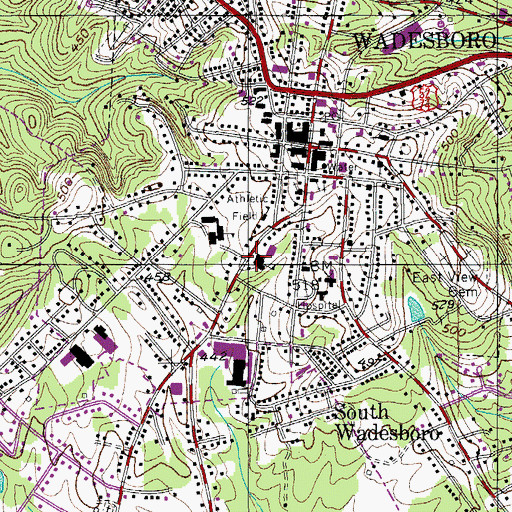 Topographic Map of Central School, NC
