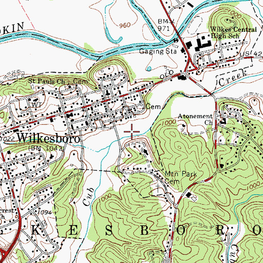 Topographic Map of Cub Creek Park, NC