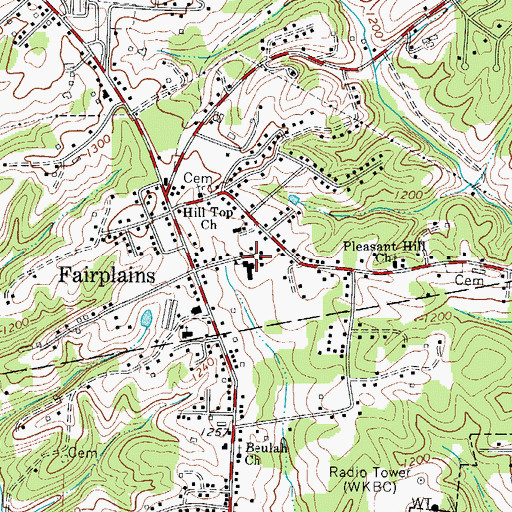 Topographic Map of Fairplains School, NC