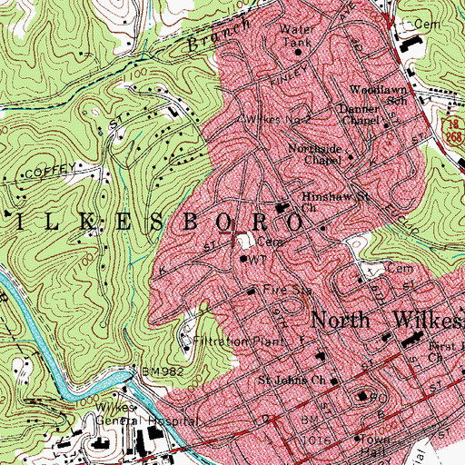 Topographic Map of North Wilkesboro Womens Club, NC