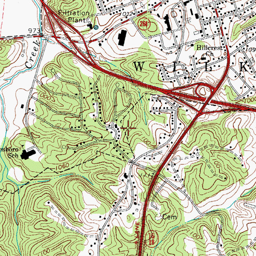 Topographic Map of Westwood Park, NC