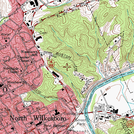Topographic Map of Wilkes Art Gallery, NC