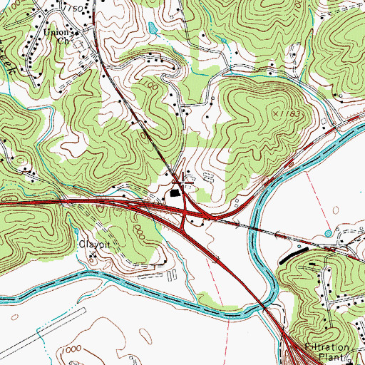 Topographic Map of Wilkes Mall, NC