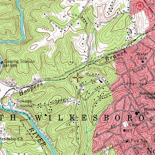 Topographic Map of Woodlawn Community Center, NC
