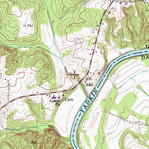 Topographic Map of Fulton (historical), NC