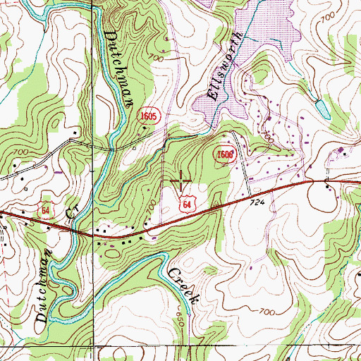 Topographic Map of Hickory Hill, NC