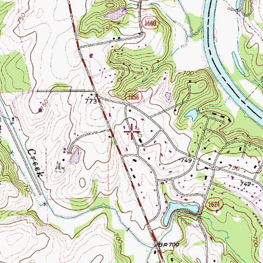 Topographic Map of Raintree Estates, NC