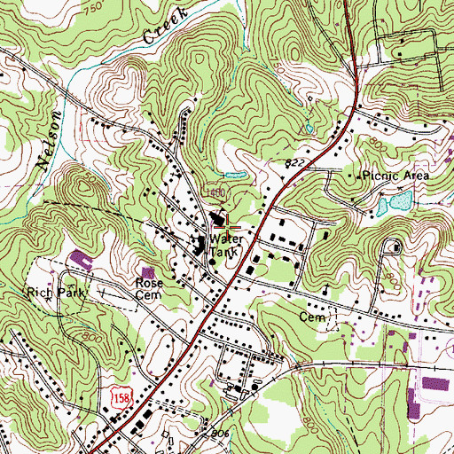 Topographic Map of Mocksville Middle School, NC