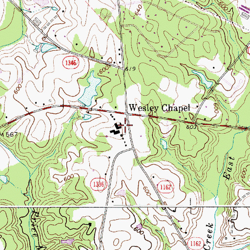 Topographic Map of Wesley Chapel School, NC