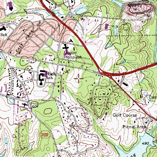 Topographic Map of Council Oaks, NC